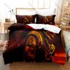 Cool Microfiber Black Gold Brown Medieval Dark Fantasy Gaming Bedding Set Duvet Cover + 2 Pillowcases All Season Use