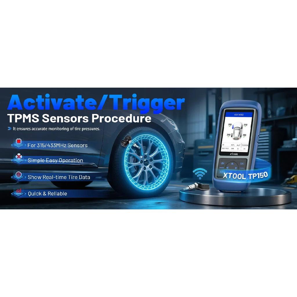 XTOOL TP150 WiFi TPMS Tire Pressure Diagnsotic Tool 315/433MHz Sensor Activation Programming Learning Reading Auto OBD2 Scanner