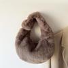Solid Color Plush Dumpling Bag Simple Style Niche Design Faux Fur Handbag Tote Small Women's Underarm Hobo Bag