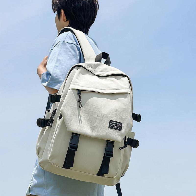 Junior High School Student Schoolbag Men's Solid Color Backpack Women's Travel Backpack