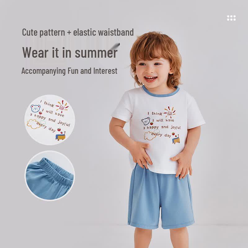 Rabi Children's Summer Short Sleeve Shorts Casual Sports Set