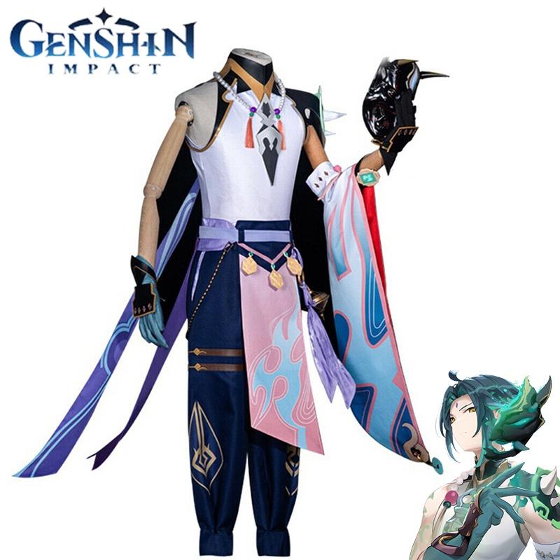 Genshin Impact Xiao Cosplay Costume Wig Halloween Carnival Party Props Adult