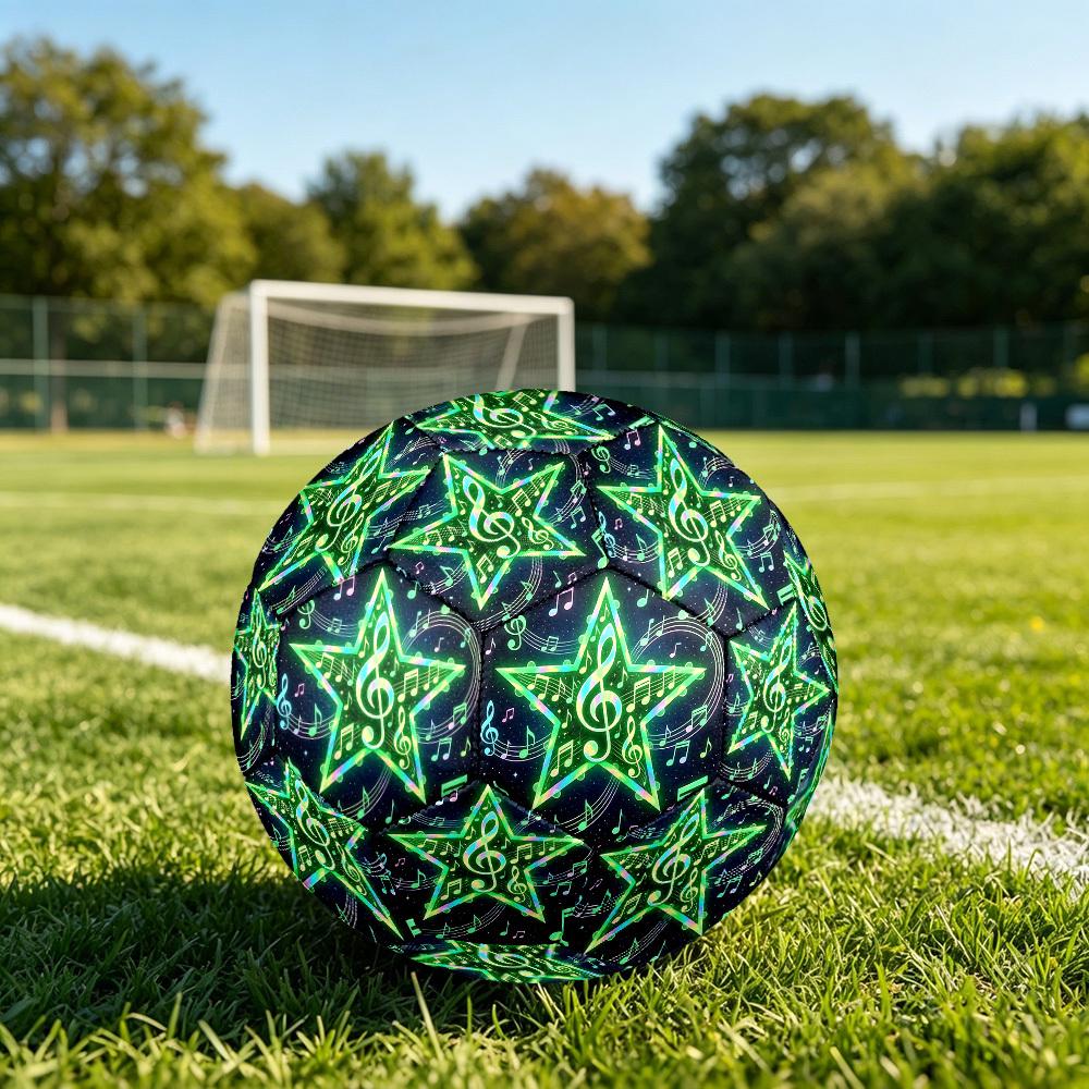 1pc Music Star Notes Theme Soccer Ball Football, Size 5, Lightweight PVC, Outdoor Training Soccer Ball,Gift j61462