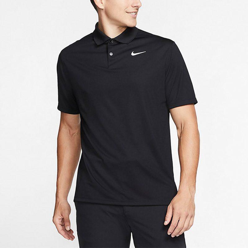 Nike Polo Shirts Men's Black Polo Collar Moderate Straight Fit BV0354-010