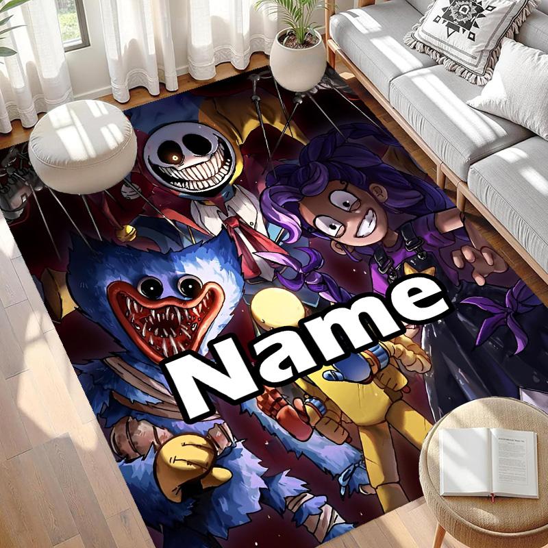 Custom Name Personalized Huggy Wuggy Print Carpet, Versatile Home Decor Rug, for Playroom, Apartment, Balcony, Entryway, Hallway Gift