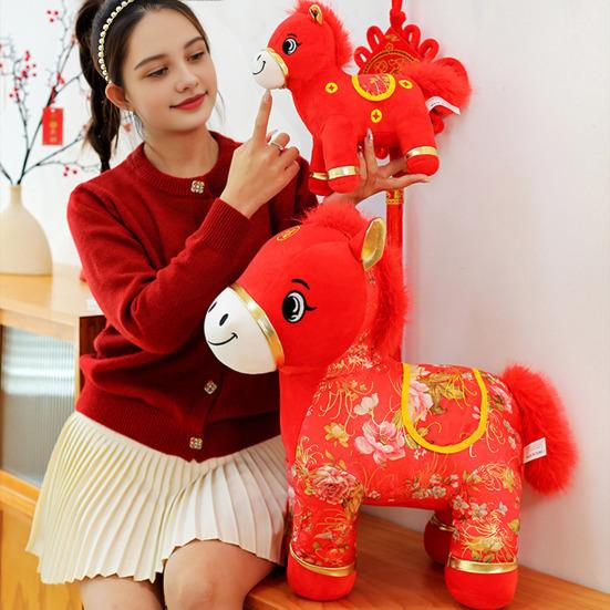 2026 Horse Doll New Year Decorations Soft Cloth New Year Blessings Horse Ornament Symbol of Wealth Happiness Car Horse Ornament