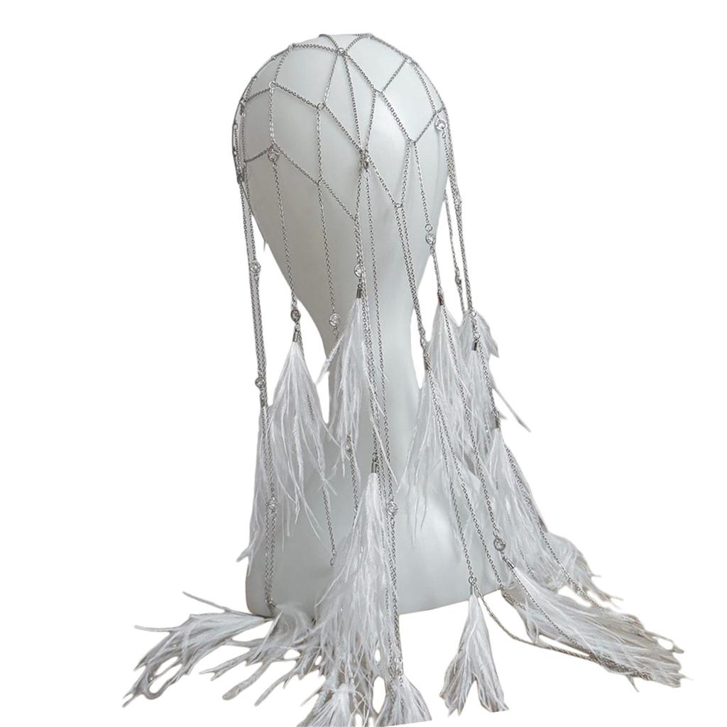 Elegant Bohemian Feathered Hairband Chic Bohemian Feathered Hair Chain Accessory Suitable For Various Celebrations