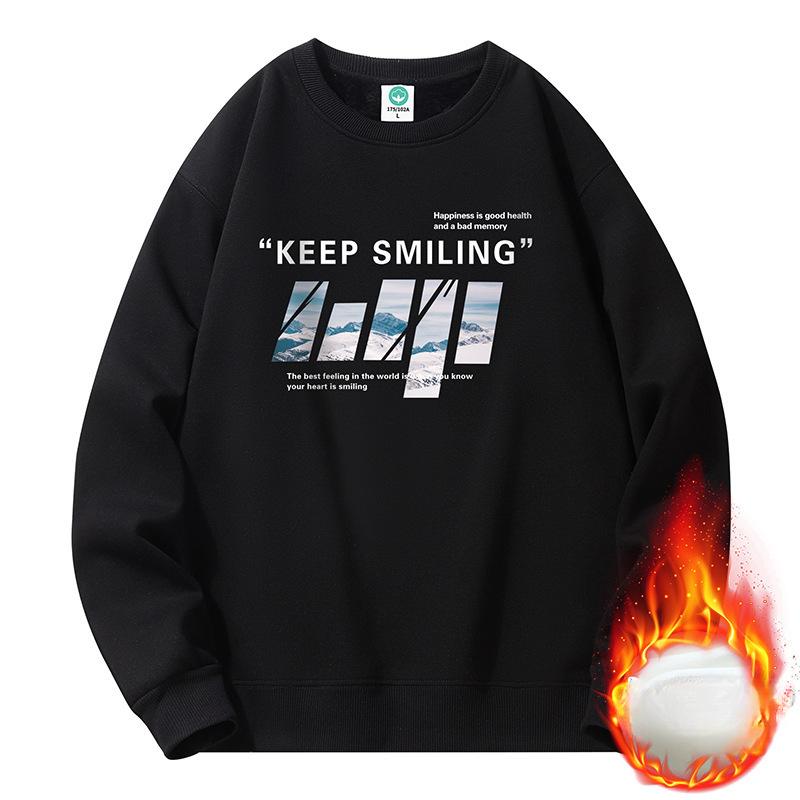 Tröja med rund hals Manlig student Fleece Trendig Lös Underdel Par Casual Mångsidig Topp