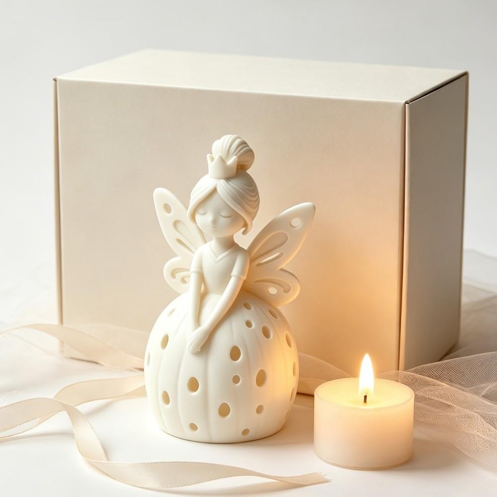 3D Printing Fairy Girl Figurine Hollow-out Wings Girl Candle Holder Desktop Ornaments  Wedding