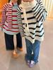 Clearance: Women's Early Spring Loose Striped Raglan Pullover Sweater (25.3% Wool, No Returns/Exchanges)