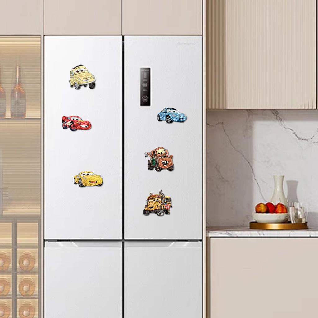 DIY Diamond Painting Refrigerator Magnets, Disney Cars, Cross-stitch Round Diamond Handicraft Home Decoration Gift