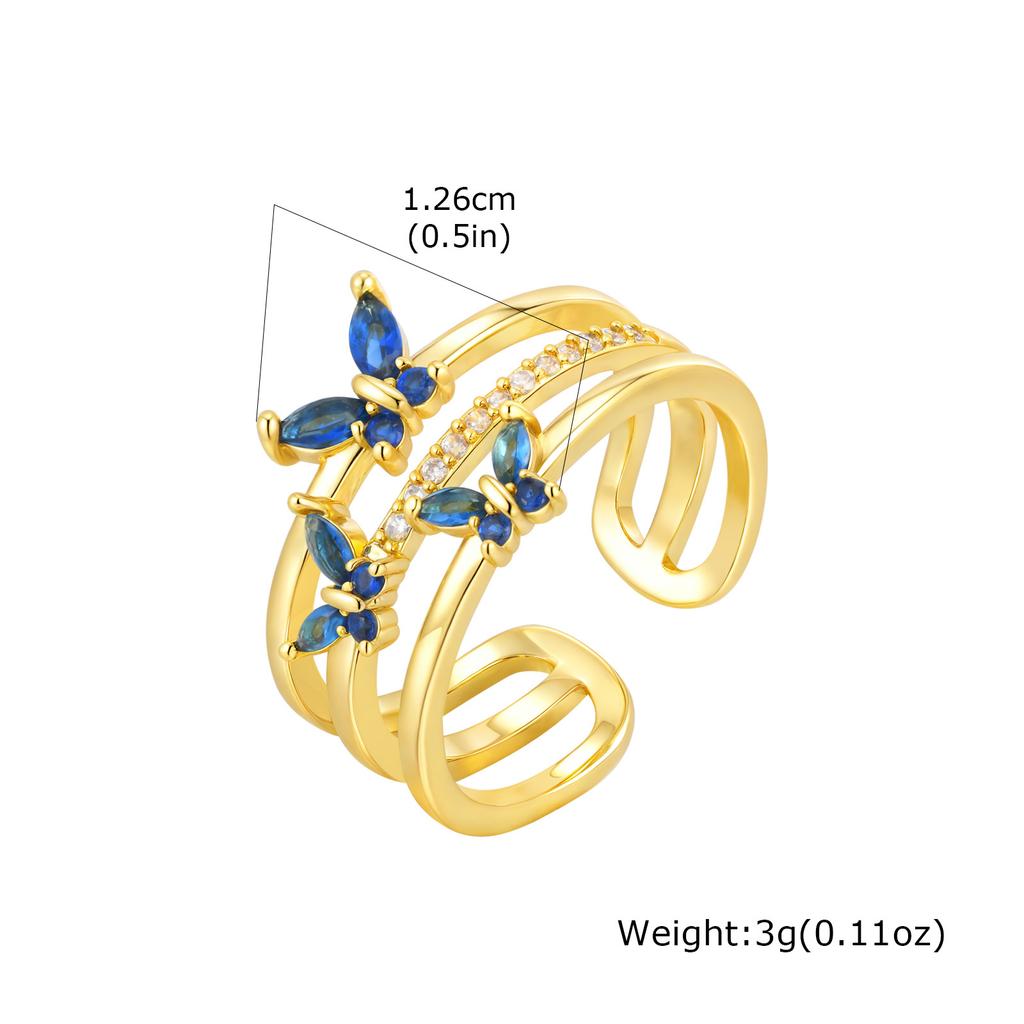 Adjustable Statement Zirconia Ring for Women, Open Ring Jewelry Daily Work Accessories