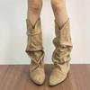 Flats Women Knee High Boots Suede Pointed Toe Designer Shoes Fashion Winter Long Boots  Chelsea Boots Brand Mujer
