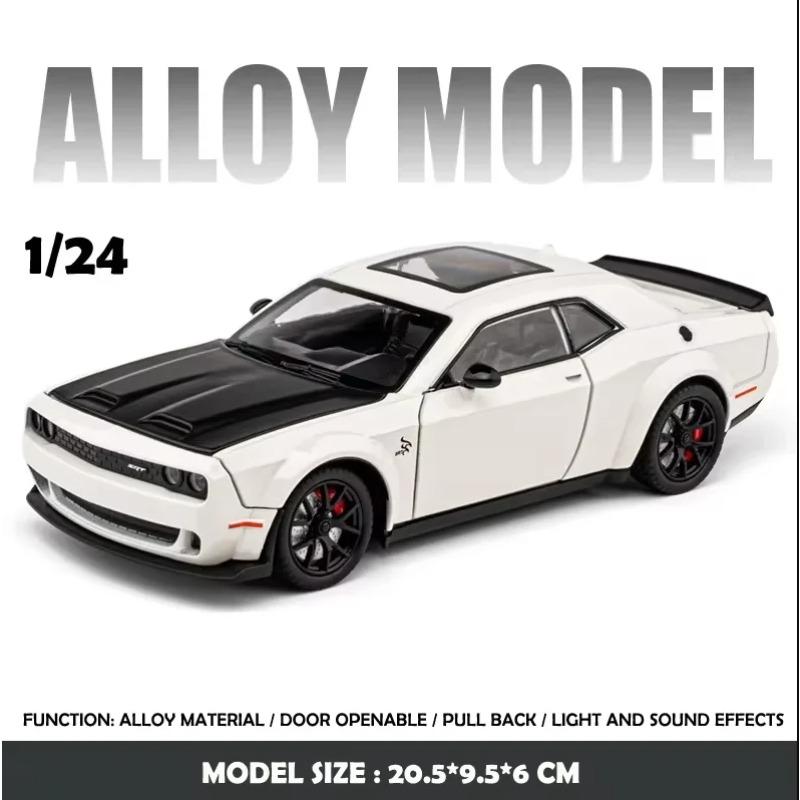 

Симуляция 1:24 Dodge Challenger Hellcat Redeye Модель легкосплавного автомобиля Звук и свет Детская игрушка Подарок на день рождения Миниатюрный автомобиль белый