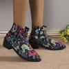 Fashion Embroidered Ankle Boots, Knight Boots, Thick Heels, 40-43