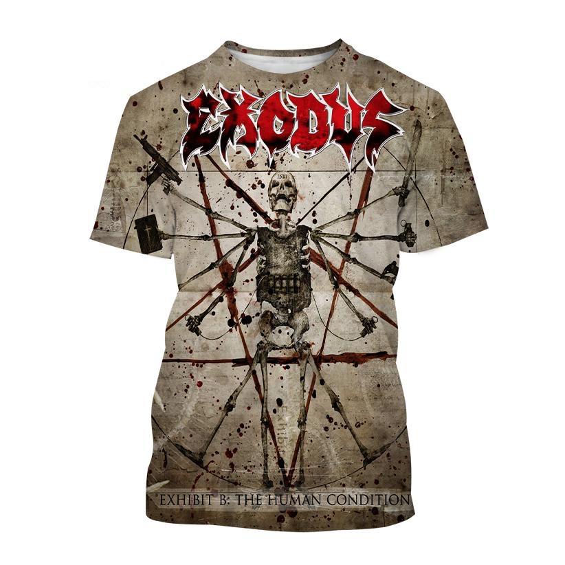 Heißer Verkauf Exodus Personalisiertes bedrucktes 3D-Druck-T-Shirt Personalisierte Band Hip-Hop Männer und Frauen Casual Cooles T-Shirt Harajuku Street Punk