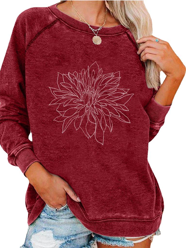 Women's Loose Pullover Sweatshirt Spring/Fall Fashion Print Top