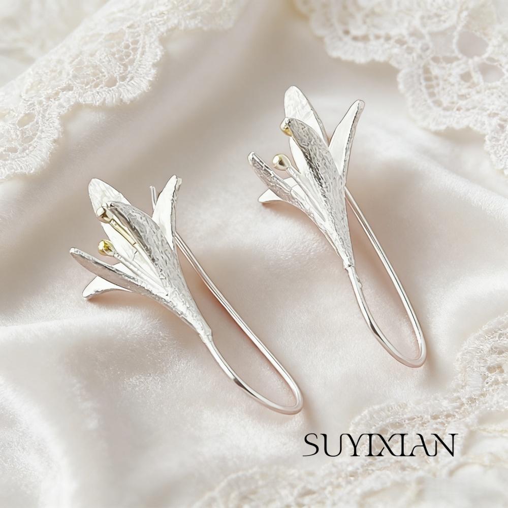 925 Sterling Silver Fashion Light Luxury Lily Earrings Birthday Party Anniversary Gift