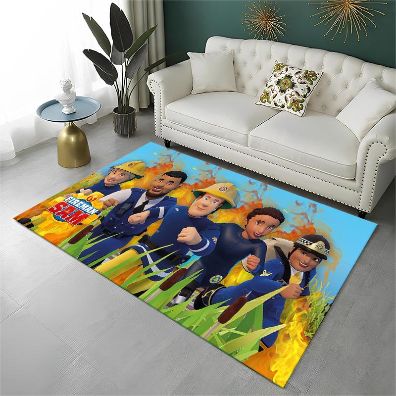 Cartoon Fireman Sam Non-Slip Area Rug for Living Room,Bedroom,Playroom,Soft Carpet Floor Mat Home Decor Rug Kids Room Gift