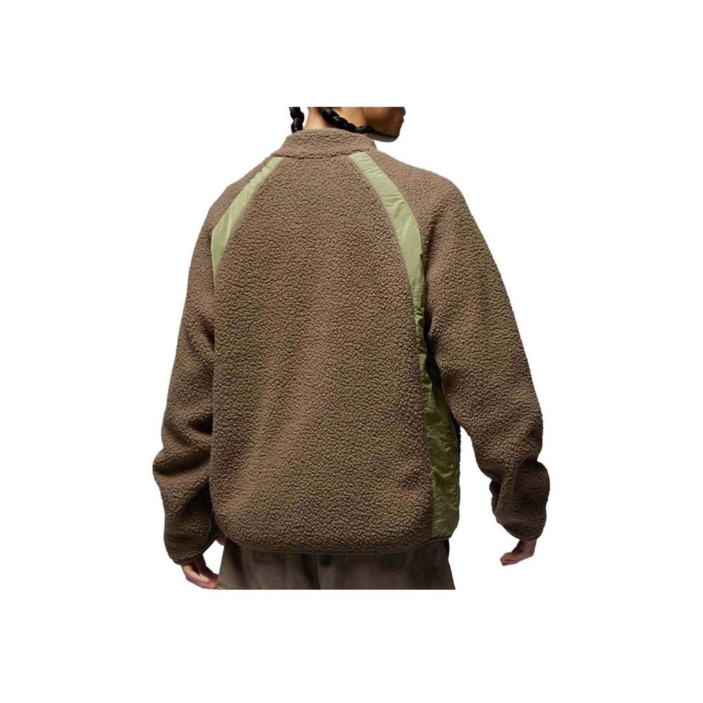 Jordan Spliced Fabric Stand Collar Zip Casual Fleece Jacket Unisex Jacket Light-Brown FV8450-274
