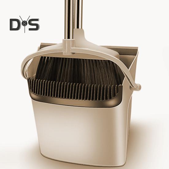 2Pcs/Set Long Handle Broom Dustpan Set Self-Cleaning Indoor Broom Floor Cleaning Soft Bristle Broom Dustpan Set