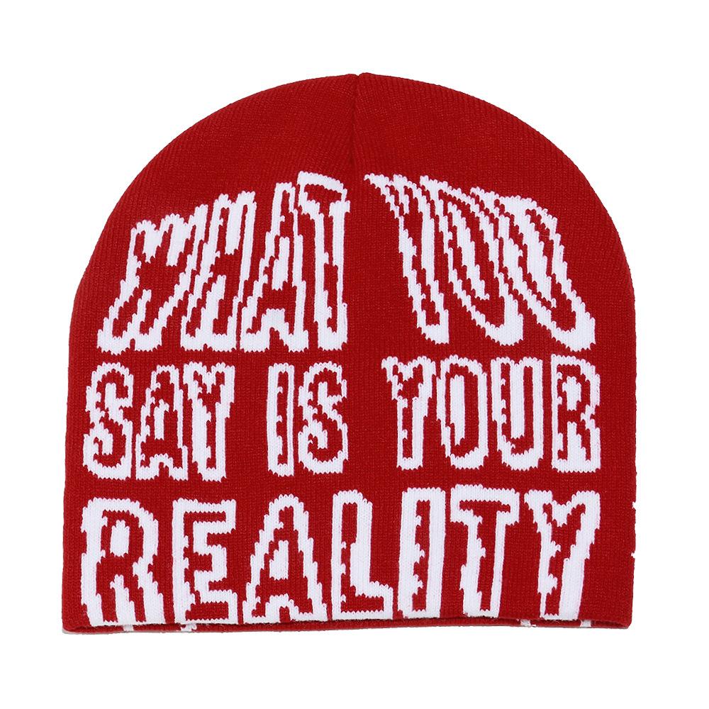 Beanie Caps Cold Hat Children's Personality Trend Hip Hop Pullover Hat Letter Cross Jacquard Knitted Hat Men