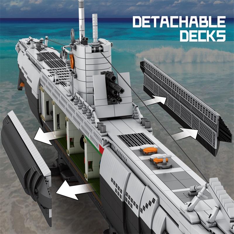 3624PCS U Shaped Submarine Building Blocks Undersea Ship Model Bricks With Base Bracket Desktop Deco Kids DIY Toys Holiday Gifts