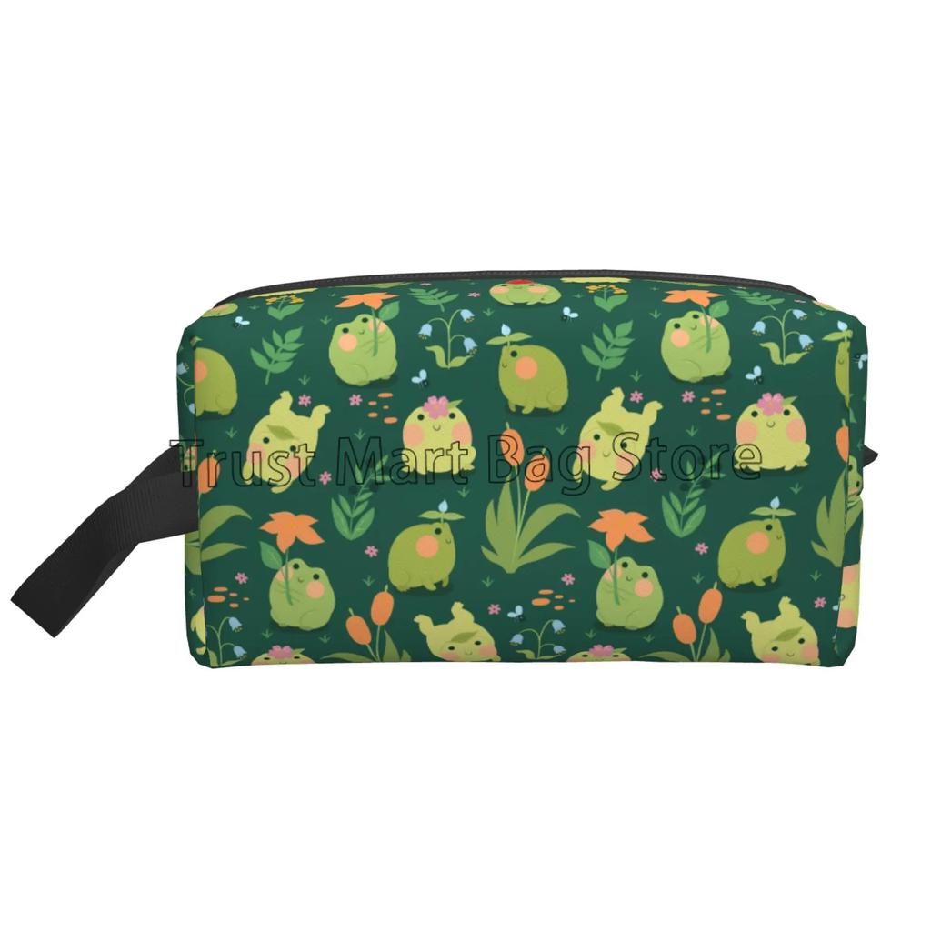 Bolsa de Maquillaje de Rana de Dibujos Animados para Niñas Mujeres Kawaii Rana Bolsas Cosméticas de Viaje Estuche Impermeable para Artículos de Tocador Bolsa de Almacenamiento para Gimnasio Escuela