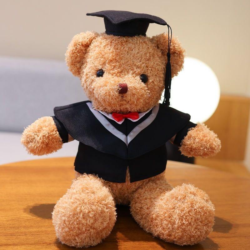 PhD Graduate Teddy Bear with Gown & School Emblem Logo