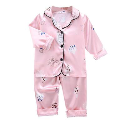 Baby Nightgown Sleepwear Kids Girls Boys Pajamas Summer Standing Bear Print Long Sleeve Pajamas Tops+Sleep Pants Pyjamas Set