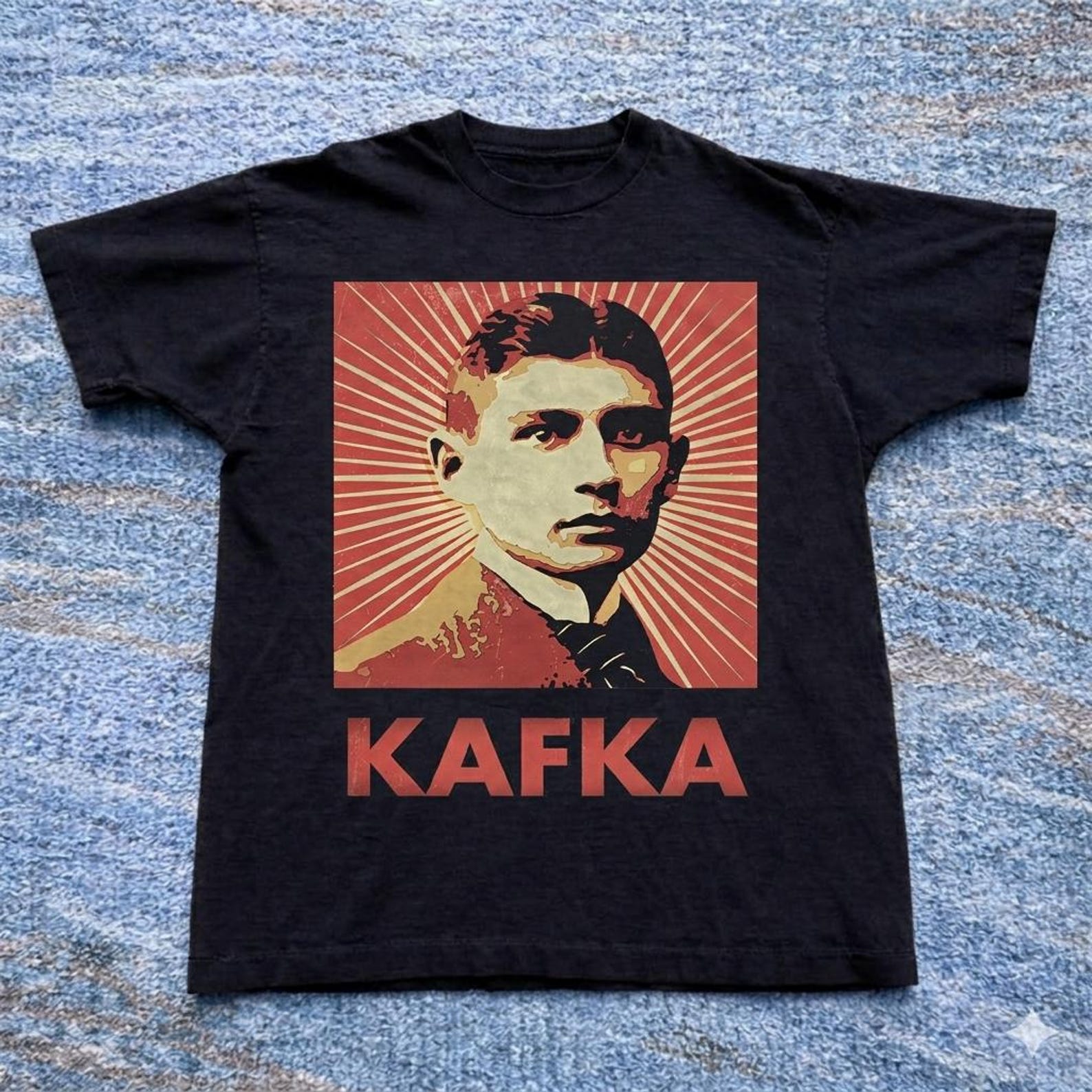 Franz Kafka Portrait Tee | Literary Author Shirt, Retro Style S