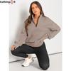 Autumn and Winter Women's Casual Fashion Half Zipper Pullover Sweatshirt