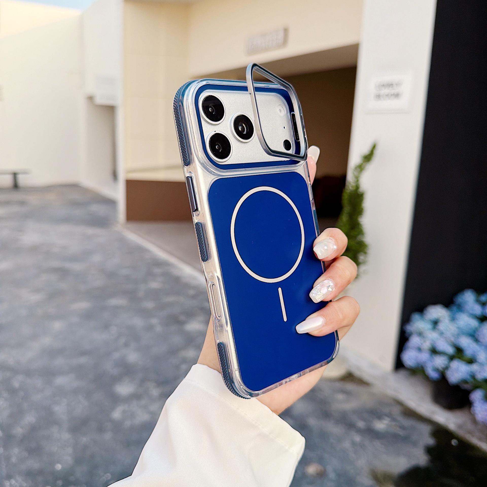 

iPhone 17 Pro Max Lens Holder Xun Cai Frosted Magnetic Case with Apple 16 Drop-Proof Protection 11 синий