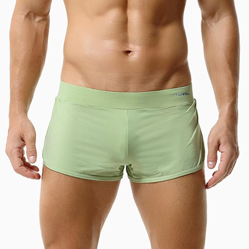 Men's Low Rise Loose Fit Shorts Olid Color Mesh Quick Dry Short Pants Breathable Comfort Sexy Lounge Home Underpants