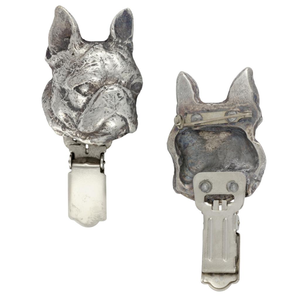Boston Terrier, Boston Bull Terrier - Broszka Z Klipsem, Uchwyt Na Numer Startowy, Posrebrzana Przypinka Na Wystawę Psów Marki Art-Dog