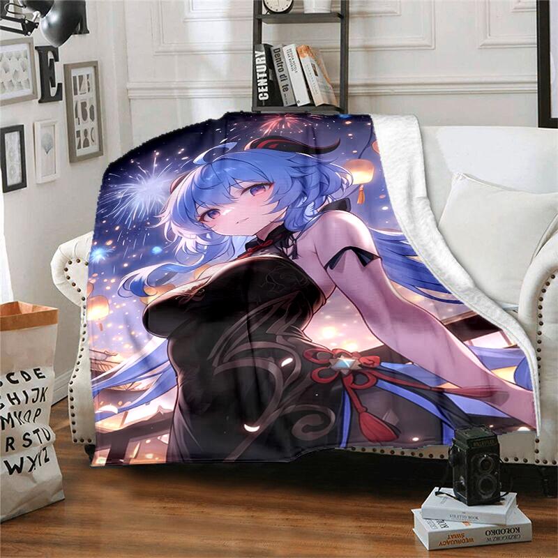 1pc Blanket Genshin Impact characters5 Print Design, Lightweight Blanket for Sofa, Bed- Soft &Warm, Gift for All Seasons like Christmas, Halloween
