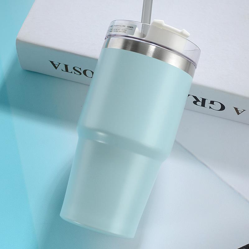 Car Cup, Double-layer Straw Cup, Vacuum Outdoor Car Cup, Thermal Insulation, Cold Insulation, Coffee Cup, Beautiful Appearance