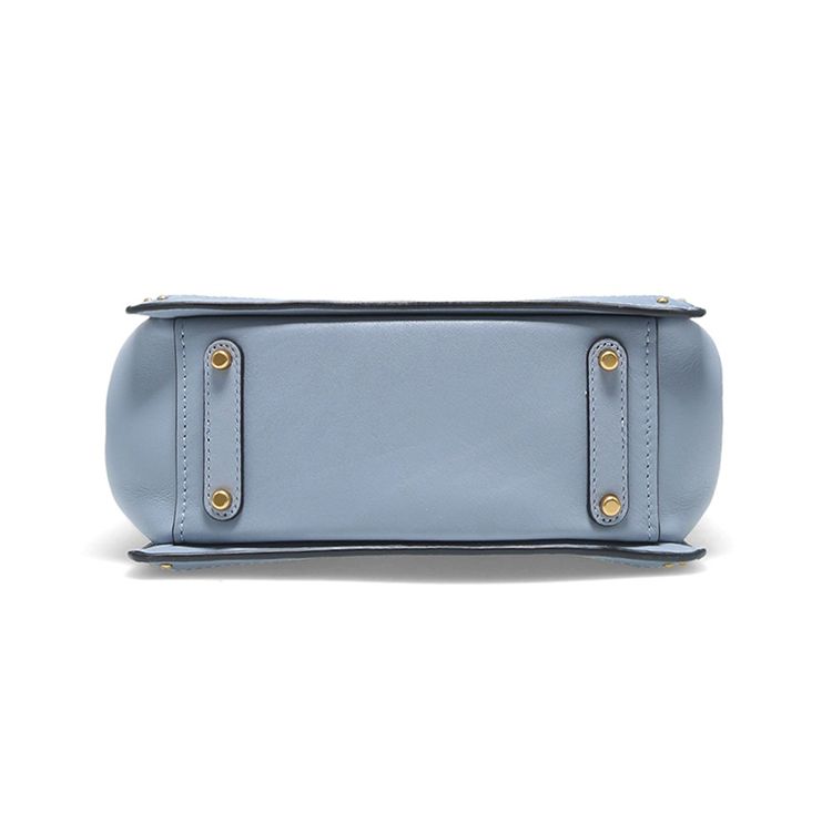 Coach Kisslock 21 Solid Color Leather Kiss Lock Shoulder Crossbody Handbag Small Women Handbags Fog-Blue Morandi 73935-B4M4