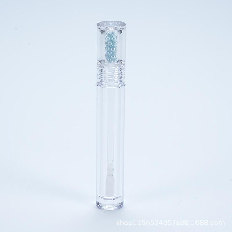 4ml Round Clear Lip Gloss Tube with Pearl Cap, Blue White Pink Cosmetic Container for Lip Glaze