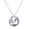 Popular Women's Simple Versatile Palladium White K Sea Blue Diamond Dolphin Wave Necklace