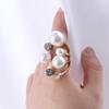 Lady Rhinestone for Women Multi Pearl Rings Shiny Crystal Open Rings Irregular Finger Rings