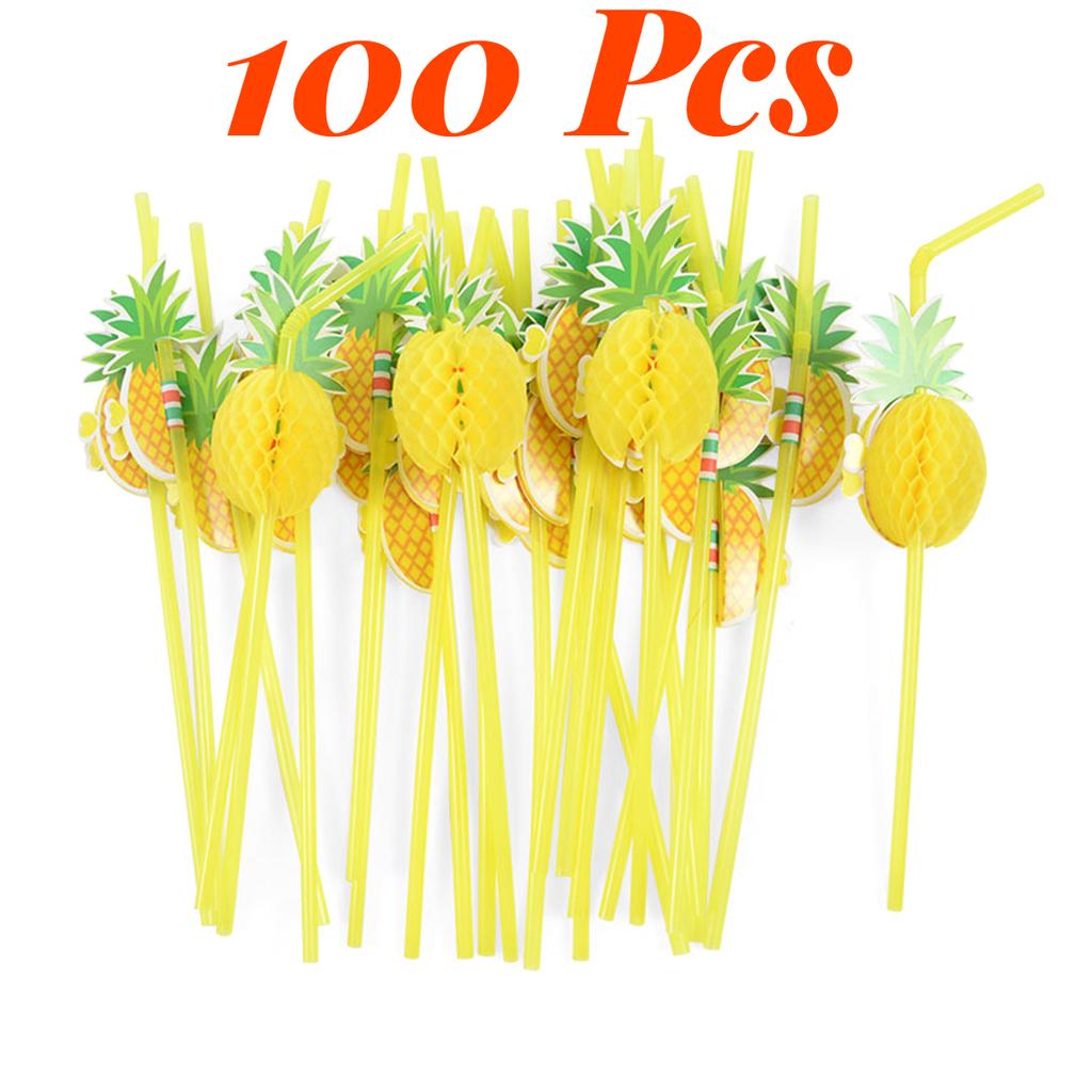 50-150Pcs 3D Fruit Drinking Straw Flamingo Disposable Paper Straws Wedding Favors Kids Birthday Party Barware Decorations