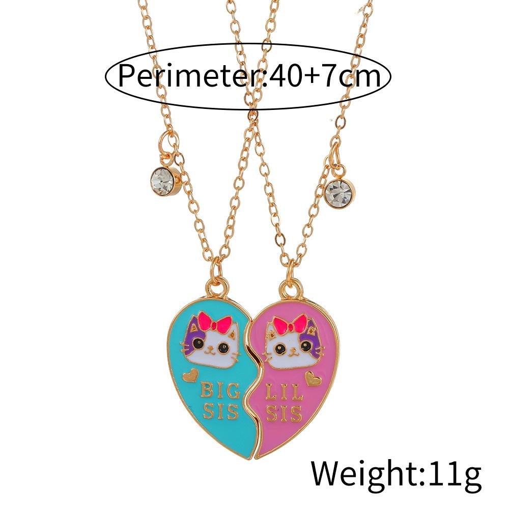 

Gradient Heart Magnetic Connect Necklace BFF Pendant Jewelry For Kids Best Friends