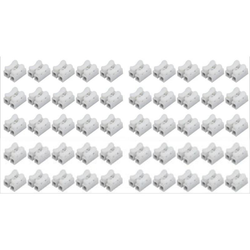 

50pcs Quick Connect Wire Connectors-10A 220V Dual Pin Spring Clamp Terminals with Easy Push Installation for Electrical Projects 50pcs