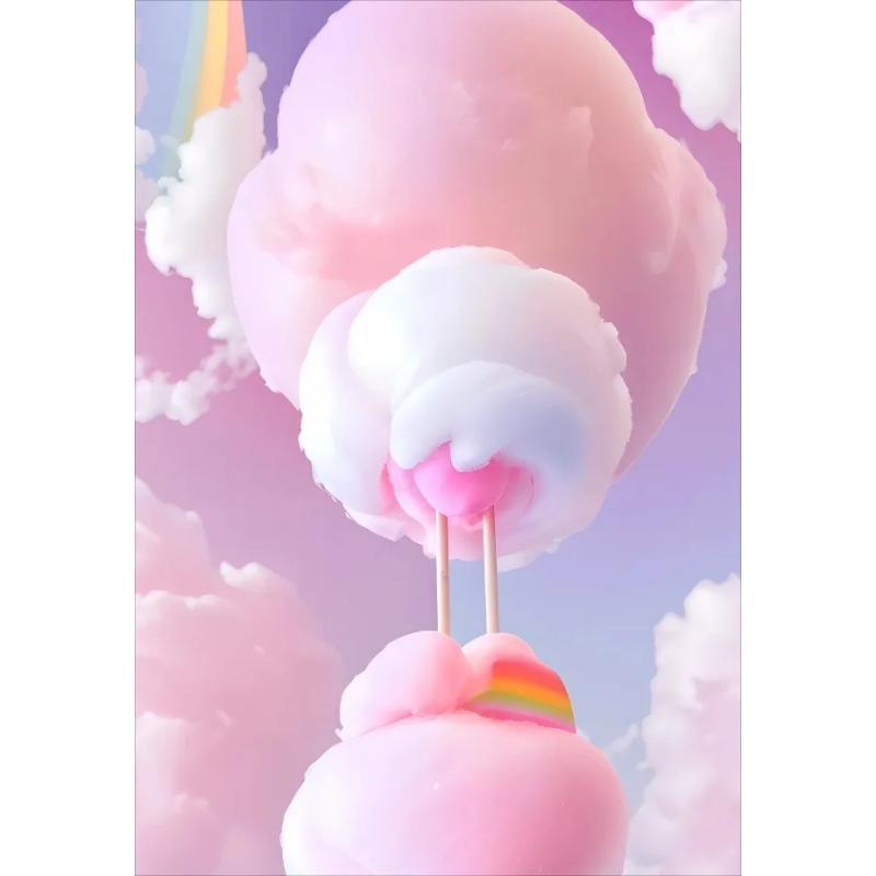 Colored Cotton Candy Rainbow Love Heart Posters Prints Canvas Printing Wall Art Picture for Girl Room Dessert Shop Decor Gifts