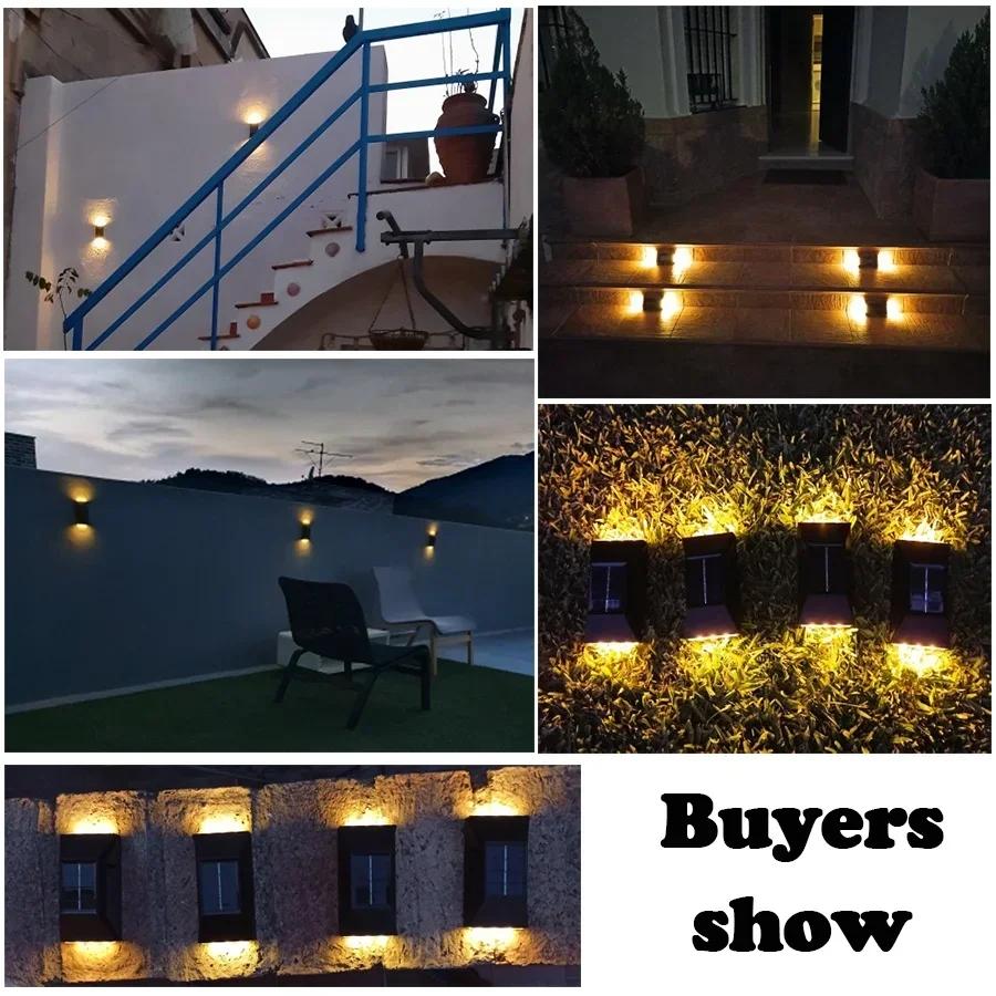 Solar Outdoor Waterproof LED Landscape Wall Light Up Down Garden Courtyard Decorative Lighting