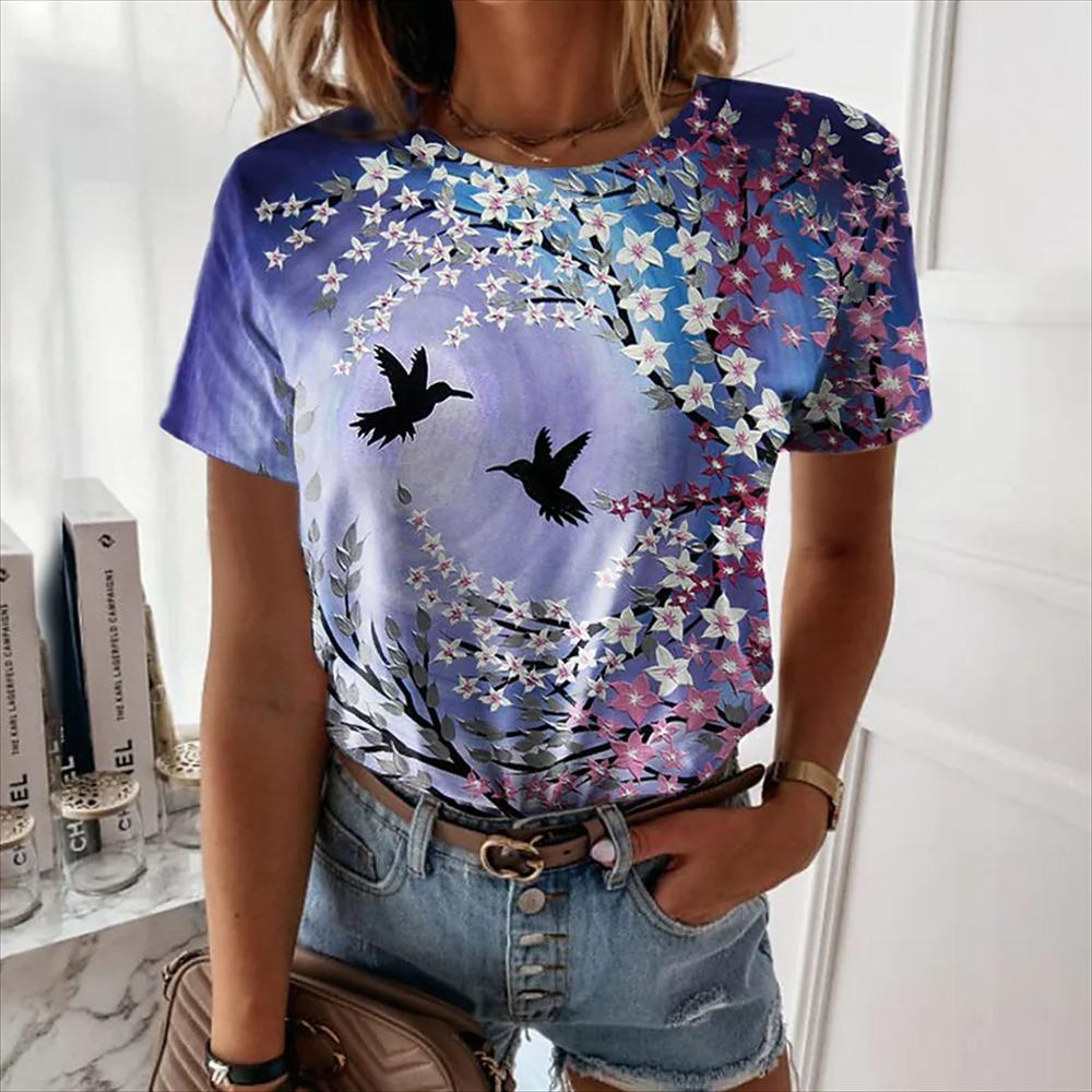 

Butterfly pattern 3D printed T-shirt for women s short sleeved T-shirt 5XL