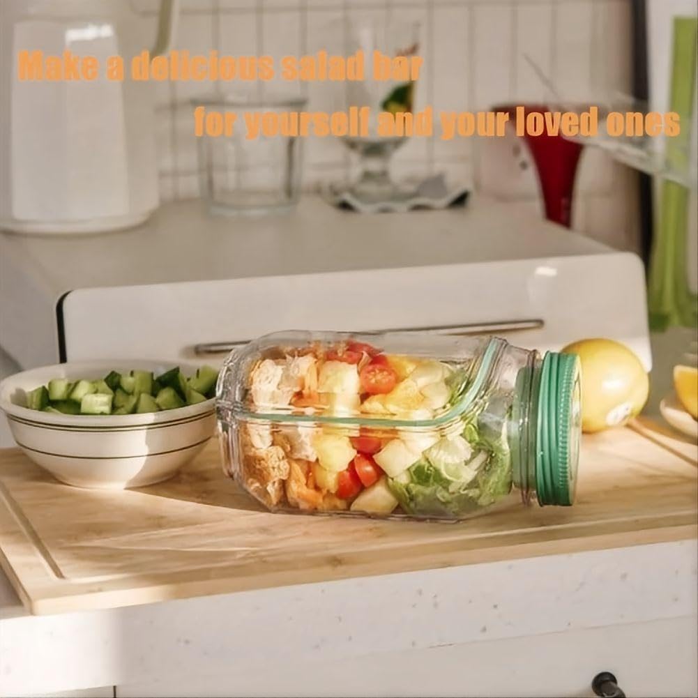 Portable Salad Container with A Side-opening Leakproof  Salad Box Wet/Dry Separation Breakfast Fruit Storage Box