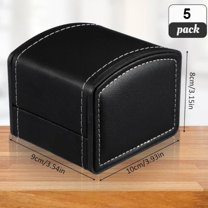 

5/10pcs Black Faux Leather Watch Display Cases Curved with Pillow Cushion Magnetic Closure Men Watch Protective Storage Box Gift