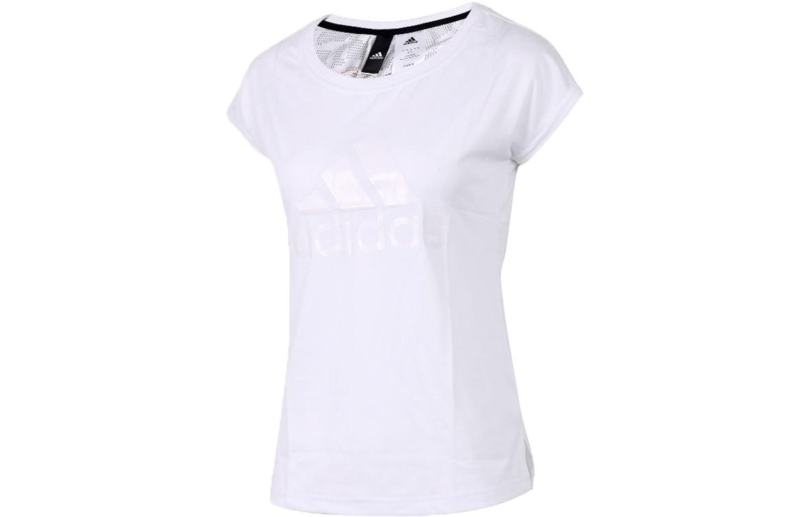 

Adidas T Shirts Women s White Crew Neck Moderate Straight Fit CZ2372 S